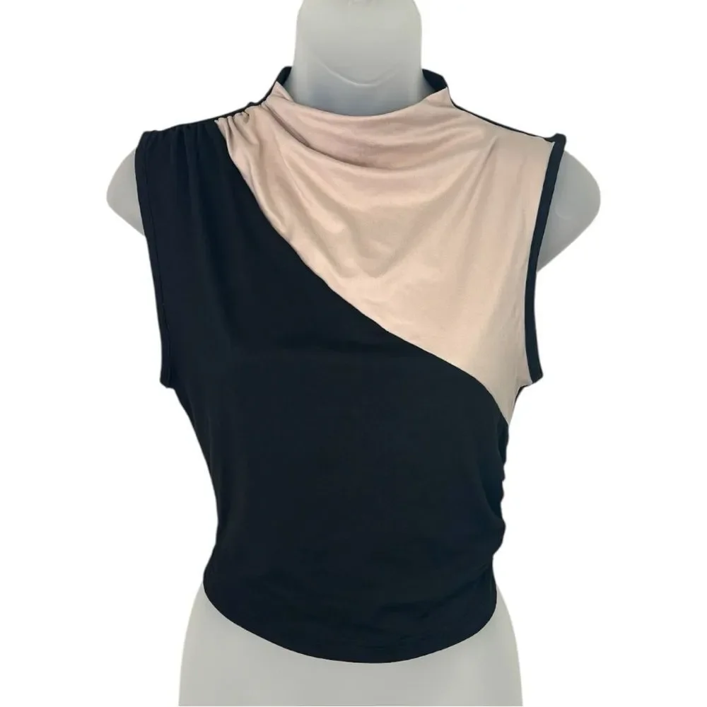 SHEIN Black and Cream Color Block Tank Top Size Small